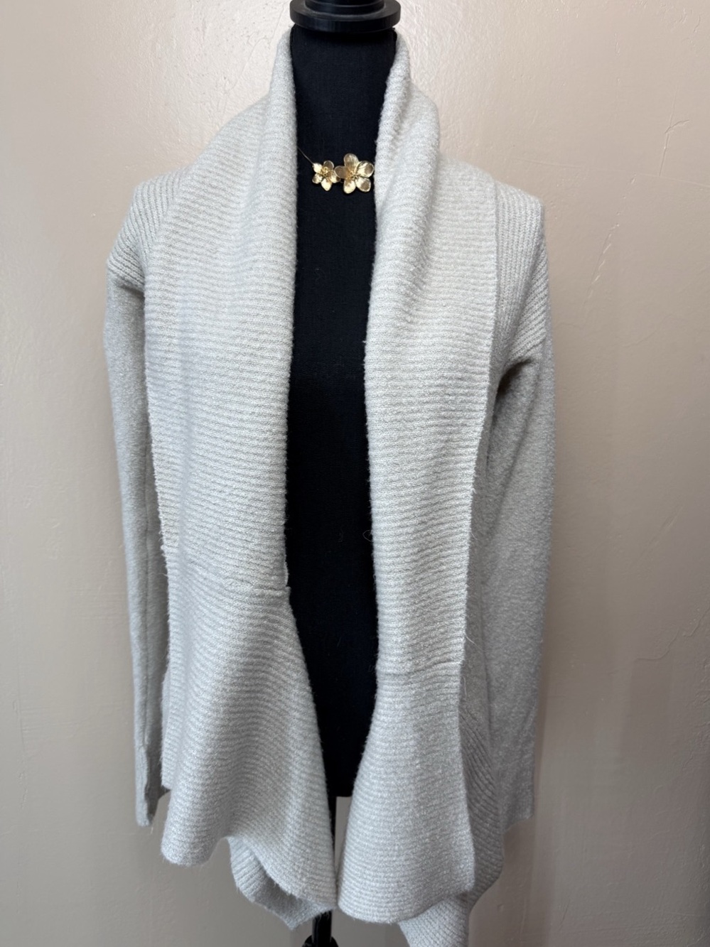 Simply Vera Wang draped Open Front Cardigan in White XS Like New